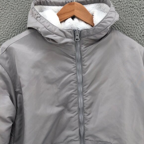 Fabletics Coat Womens Small Cher Polar Fleece Gray Jacket Reversible Hooded Zip - Picture 2 of 15